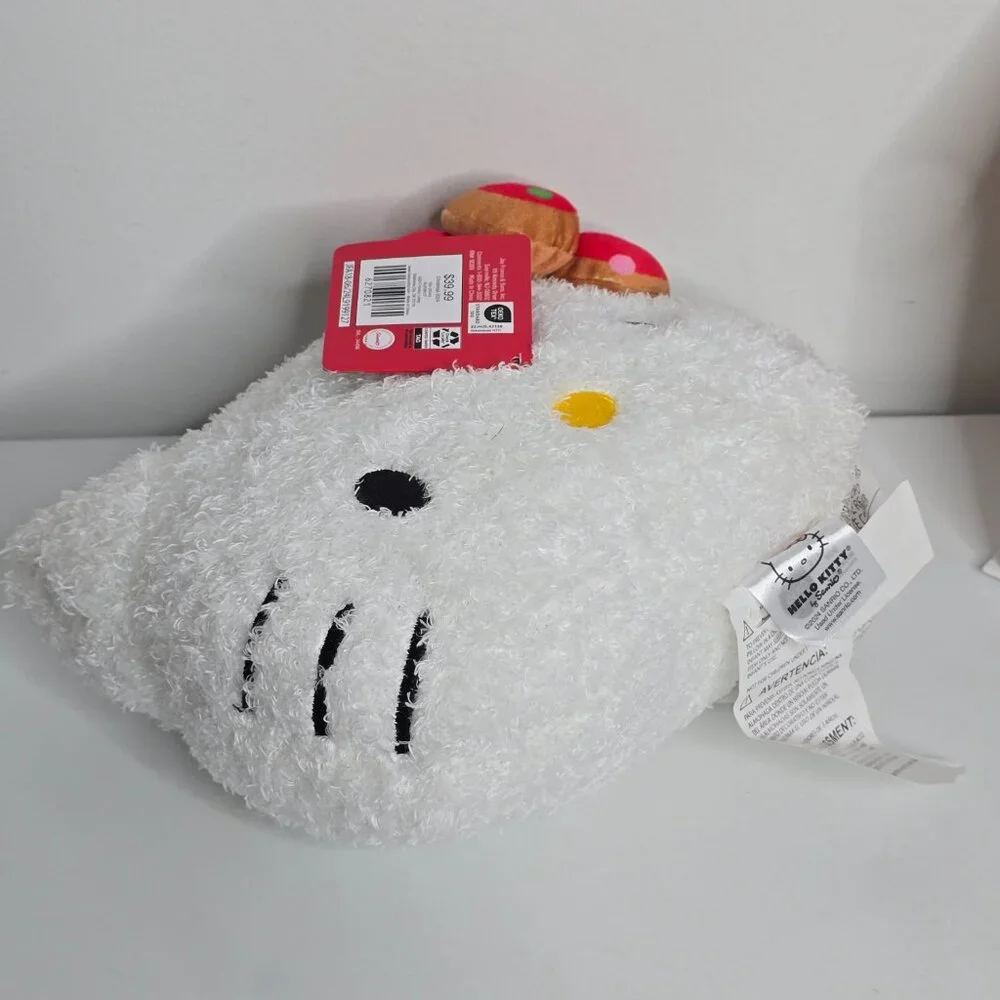 Hello Kitty Nogginz Face Plush‎ Pillow Sanrio 2024 NEW Polka Dot Bow
